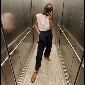 ZARA Mixed Poplin Full Length Jumpsuit